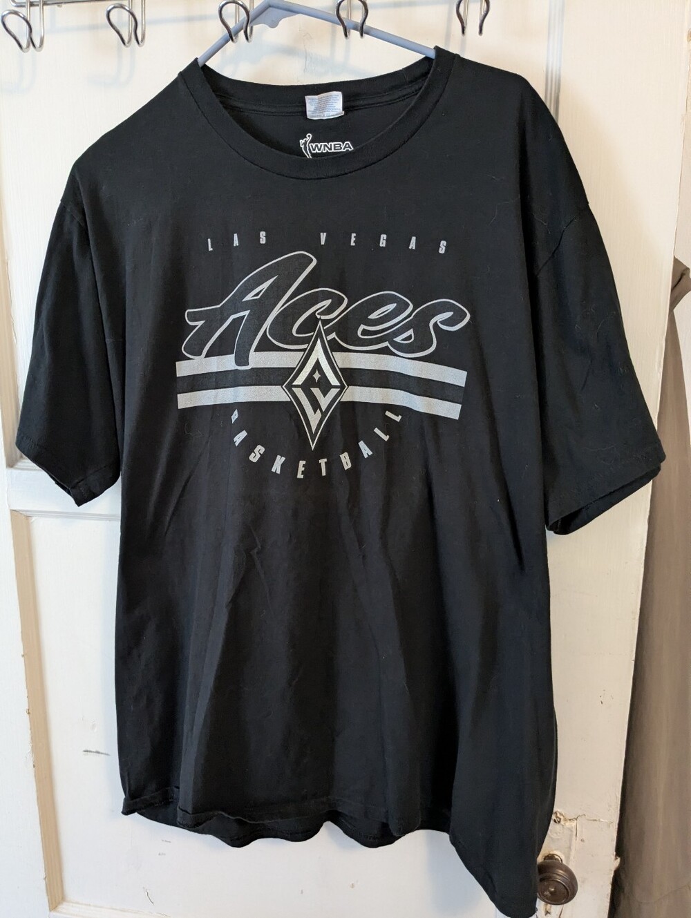 QNBA Las Vegas Aces Black T-Shirt with Silver Logo, XL
